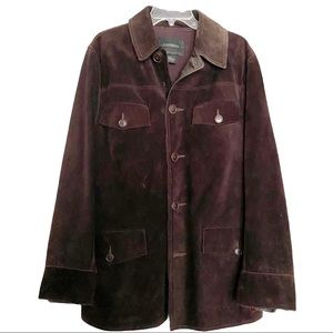 Express Men’s Brown Suede/Leather Heavy Jacket Med